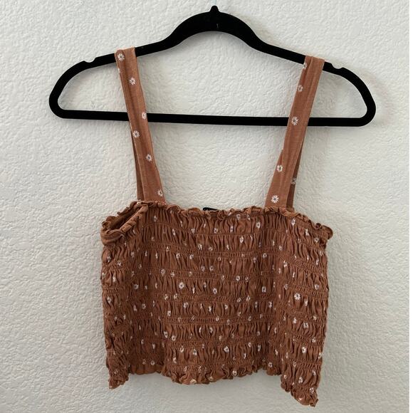 Bundle American Eagle Daisy Floral Cropped Smocked Tank Top Women Size Large - Picture 4 of 13